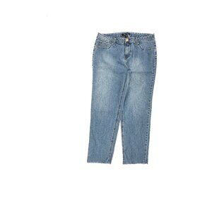 Az Denim Jeans Women 14 Blue Raw Hem Straight Leg Mid Rise Medium Wash